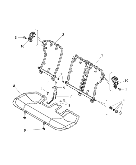 2020 Jeep Renegade Frame-Rear Seat Back Diagram for 68526387AA
