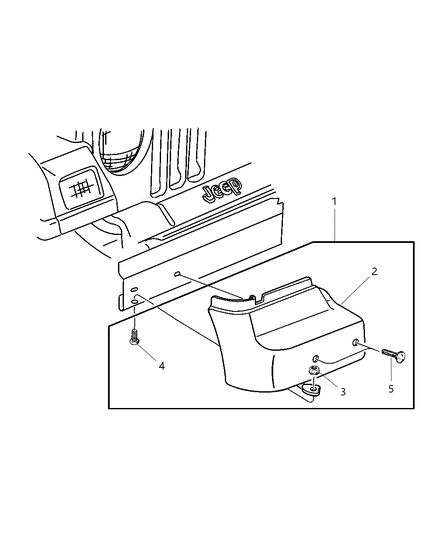 2000 Jeep Wrangler Extension Kit - Bumper Diagram