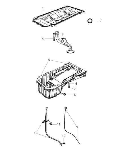 2015 Dodge Challenger Engine Oil Pan & Engine Oil Level Indicator & Related Parts Diagram 2