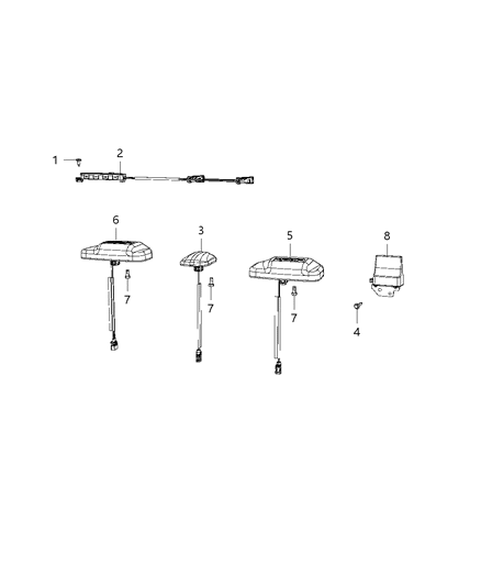 2021 Jeep Gladiator Antenna, Radio, Satellite, GPS and Cellular Diagram 2