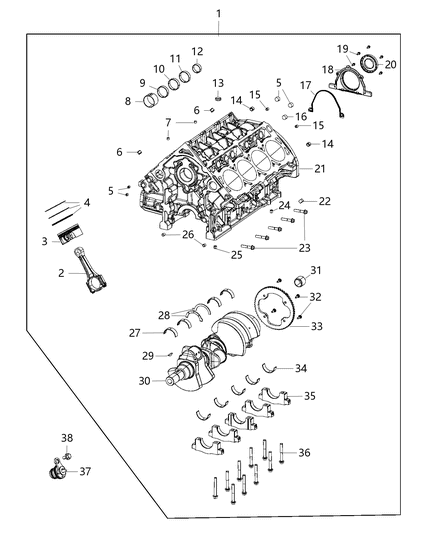 2019 Dodge Challenger Engine Cylinder Block And Hardware Diagram 1