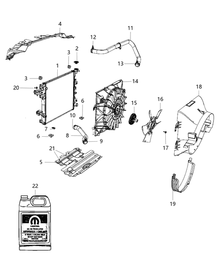 2013 Ram 3500 Pickup Radiator & Related Parts Diagram 1