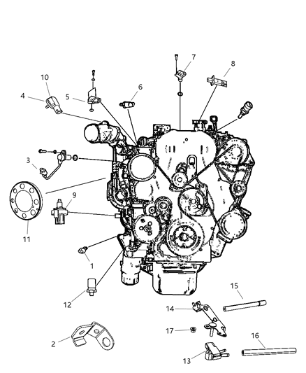 2010 Jeep Wrangler Sensors - Engine Diagram 1