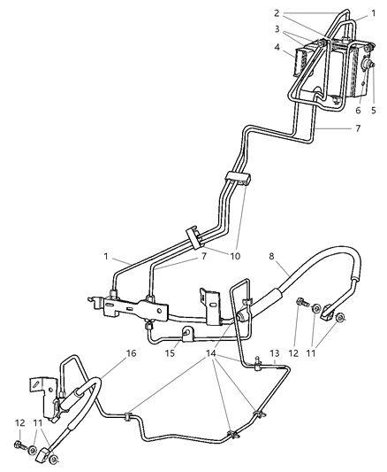 2002 Dodge Ram 1500 HCU, Lines And Hoses, Brake, Front Diagram 2