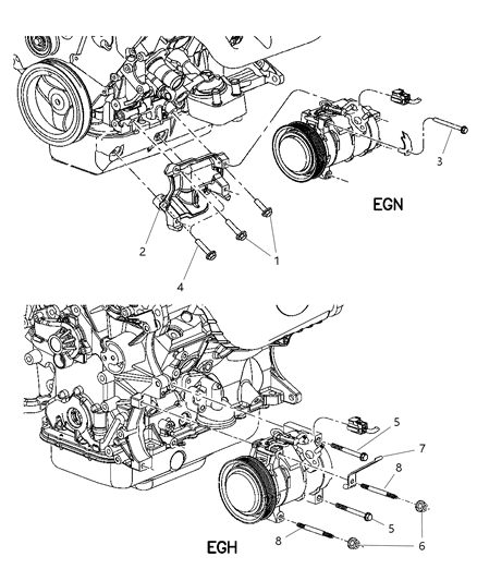 2006 Chrysler Pacifica Bracket-A/C Compressor Diagram for 5281486AB