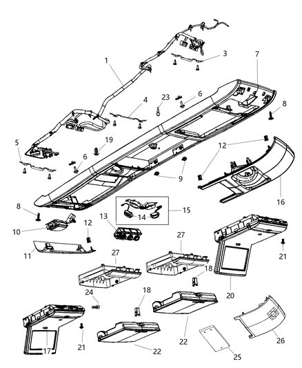 2016 Dodge Grand Caravan Latch-Overhead Console Diagram for 68038755AA