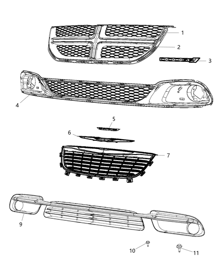 2016 Dodge Grand Caravan Grille Diagram