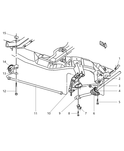 1998 Dodge Durango Stabilizer Bar & Torsion Bar - Front Diagram