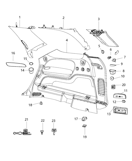 2016 Dodge Durango Panel-Quarter Trim Diagram for 1VY411XLAC