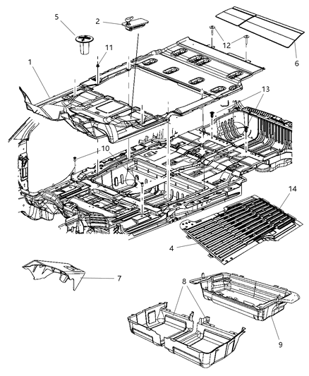 2008 Chrysler Town & Country Carpet-Floor Tub Diagram for ZQ95DK5AA