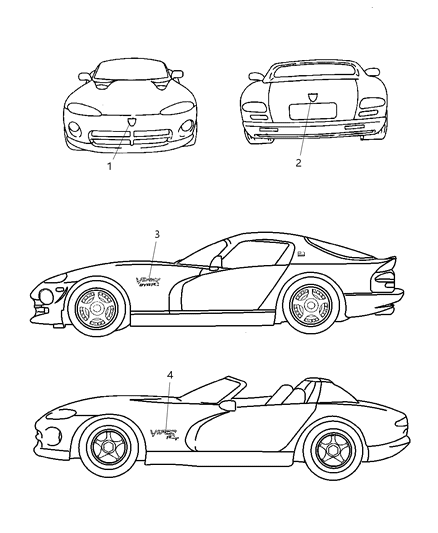 2002 Dodge Viper Ornament-Hood Diagram for PF0006S