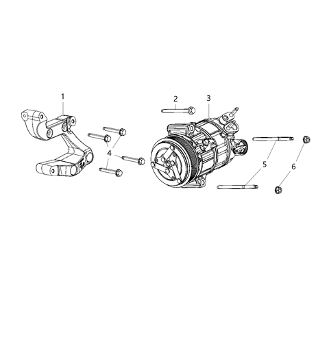 2021 Jeep Wrangler A/C Compressor Mounting Diagram 1