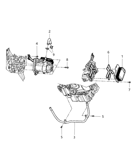 2008 Dodge Nitro Engine Oil Cooler & Hoses / Tubes Diagram 1