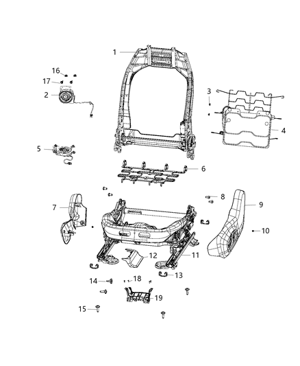 2020 Jeep Compass Adjusters, Recliners, Shields And Risers - Driver Seat Diagram 2