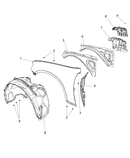 2012 Chrysler 300 Front Fender Diagram