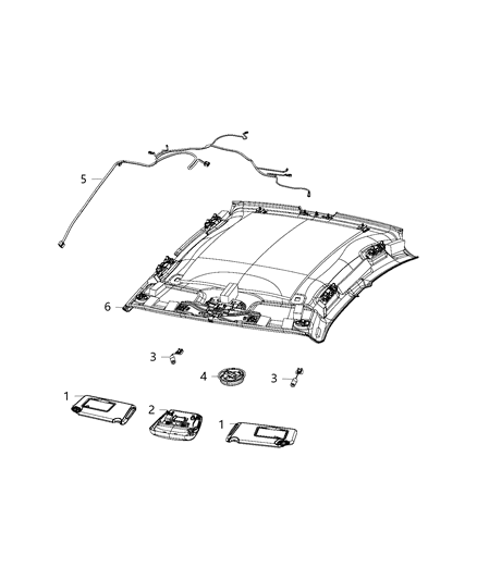 2018 Dodge Charger Lamps, Interior Headliner Diagram 2