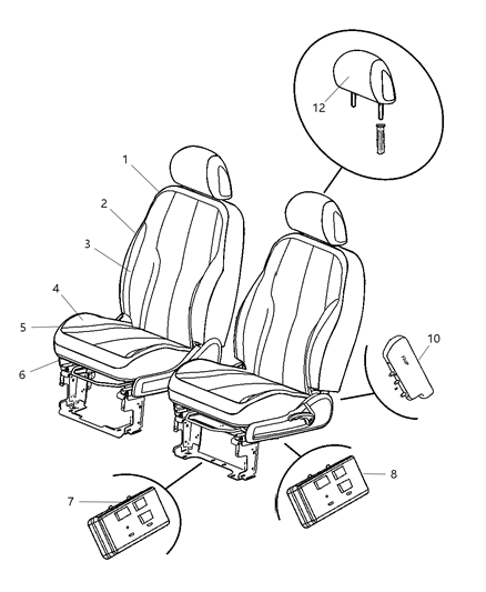 2007 Chrysler PT Cruiser HEADREST-Front Diagram for 1CX02DK2AB