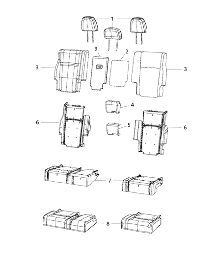 2018 Dodge Journey Rear Seat - Split Seat Diagram 3