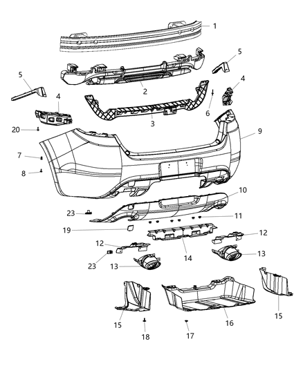 2016 Dodge Dart Fascia, Rear Diagram