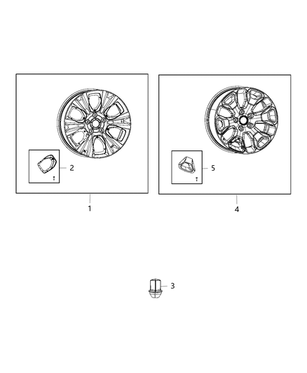 2018 Ram 1500 Aluminum Wheel Diagram for 5UR352D5AA