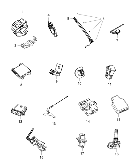 2014 Jeep Cherokee Tire Pressure Sensor Diagram for 68239720AC