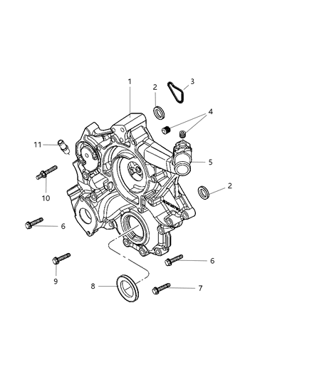 2007 Dodge Ram 1500 Timing Chain Package & Guides & Cover & Mounting Diagram 1