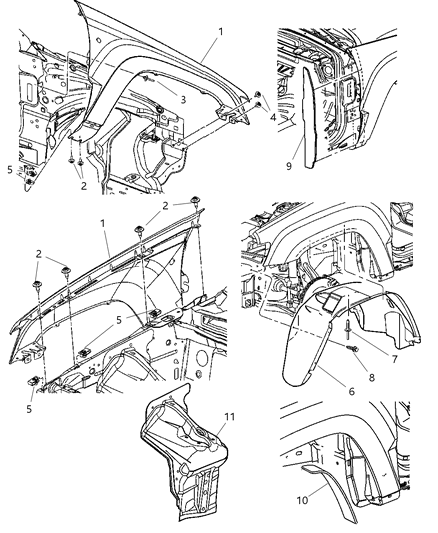 2006 Jeep Grand Cherokee Shield-Fender Side Diagram for 55156621AE