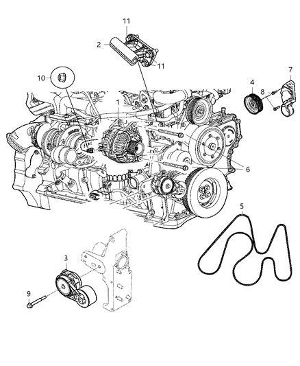 2011 Ram 3500 Cab Chassis Alternator & Related Parts Diagram 2