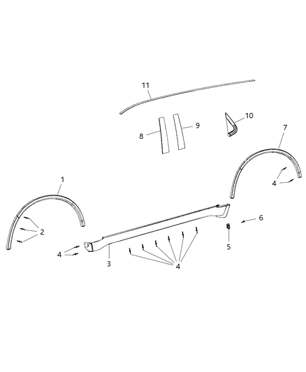 2011 Dodge Durango APPLIQUE-Rear Door Diagram for 55399299AB