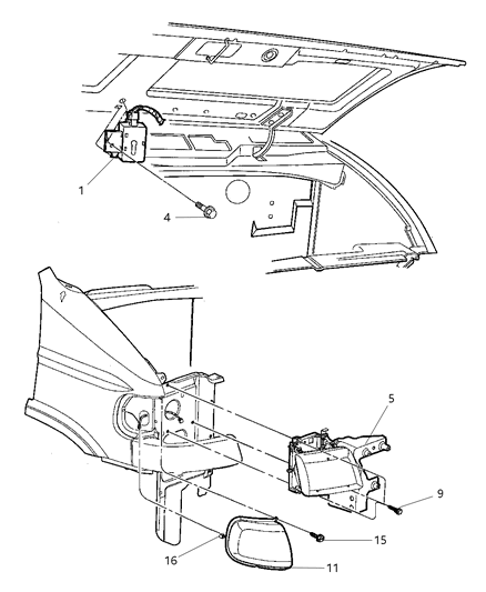 1998 Dodge Ram Van Lamp-Headlamp Diagram for 55076562AB