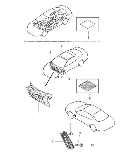 2000 Chrysler Sebring Coupe Silencers & Foot Rest Diagram