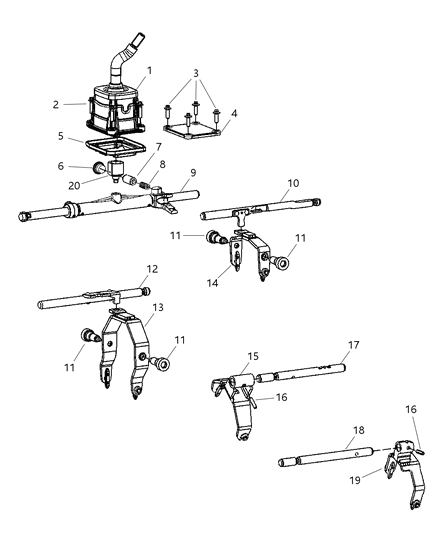 2008 Dodge Ram 1500 Shift Forks & Rails Diagram 1