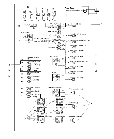 2009 Dodge Challenger Power Distribution Center Rear Diagram