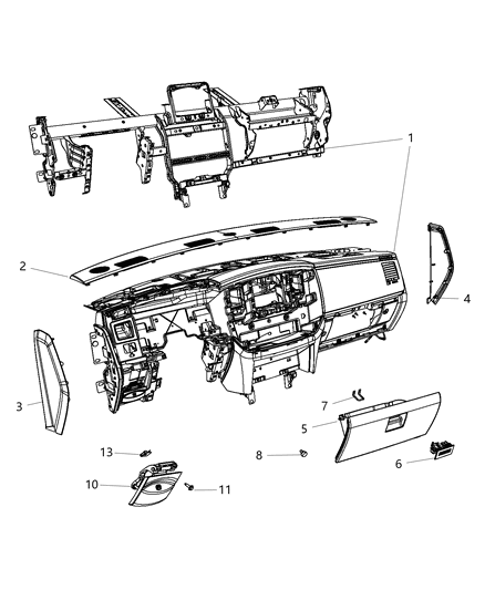 2009 Dodge Ram 4500 Instrument Panel & Structure Diagram