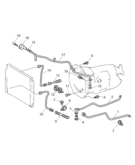 2005 Dodge Sprinter 3500 Transmission Oil Cooler & Lines Diagram 1