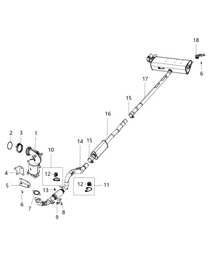 2018 Jeep Compass Exhaust Pipe Diagram for 68260727AA