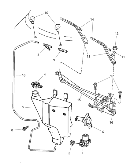 1999 Chrysler Sebring Windshield Wiper & Washer System Diagram