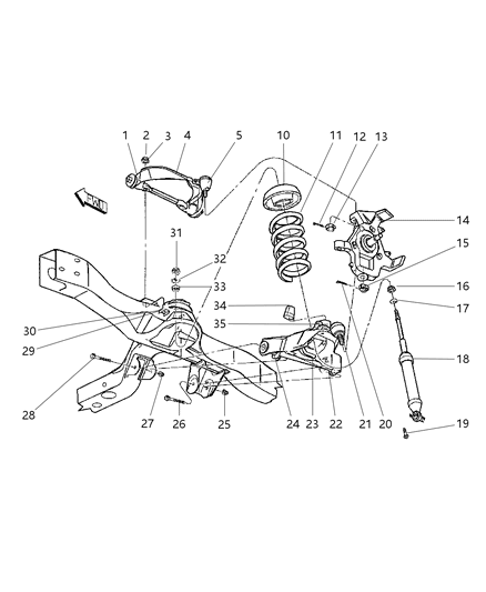 2003 Dodge Dakota Suspension Control Arm Bumper Diagram for 52106438AB