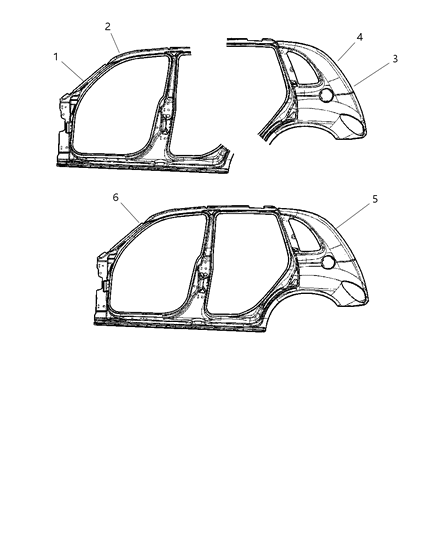 2004 Chrysler PT Cruiser Aperture Panels Diagram 1