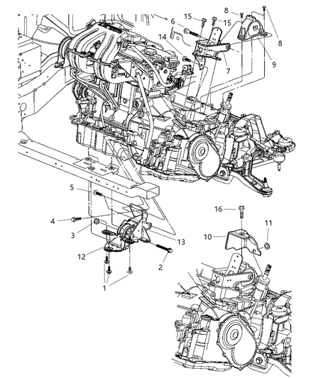 2005 Dodge Caravan Mount, Front & Rear Transmission Diagram