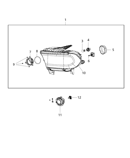 2017 Dodge Durango Headlamp Diagram for 68261182AD