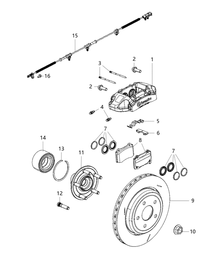 2015 Jeep Grand Cherokee Brakes, Rear Diagram 1