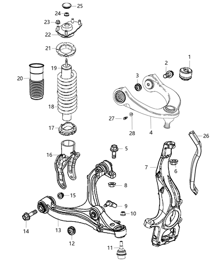 2013 Dodge Durango Front Coil Spring Diagram for 5168204AB