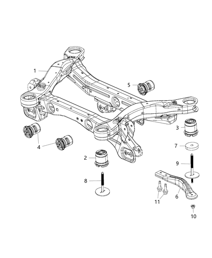 2015 Jeep Cherokee Cradle, Rear Suspension Diagram