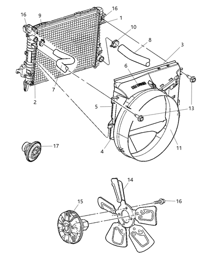 2006 Dodge Ram 3500 Engine Cooling Radiator Diagram for 55056682AA