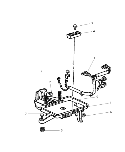 2003 Jeep Grand Cherokee Battery Tray & Cables Diagram