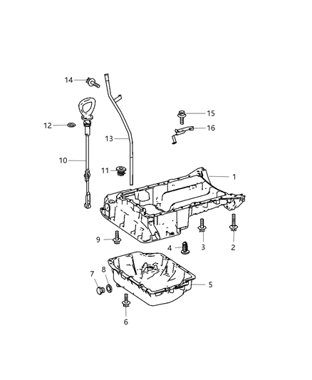 2007 Dodge Sprinter 2500 Oil Pump , Pan , Filter & Oil Cooler & Oil Filler Neck & Oil Indicator Diagram 3