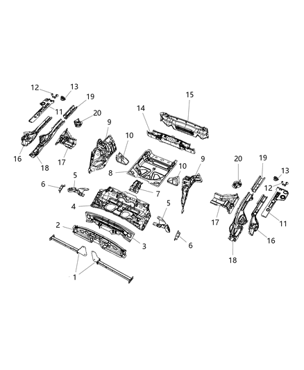 2021 Jeep Cherokee Center & Rear Floor Pan Diagram