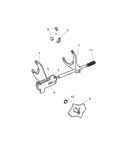 2003 Dodge Dakota Fork-Transfer Case Mode Shift Diagram for 5080533AA