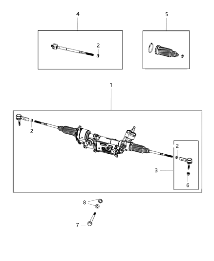 2020 Ram 1500 Gear-Rack And Pinion Diagram for 68469905AA